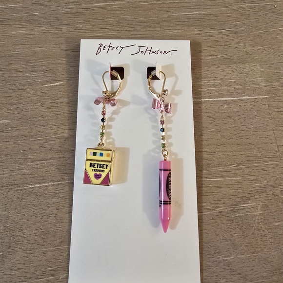 Betsey Johnson Dangle Crayon Earrings - Picture 3 of 3